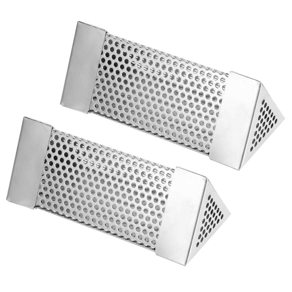 2Pcs 6in Stainless Steel BBQ Grill Smoker Tube Portable Barbecue Smoke Generator Mesh Tube Pellets Smoke Box Barbecue Accessory(1#)