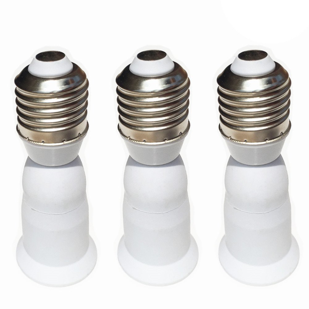 DZYDZR 3-Pack E27 to E27 Extender Base Lamp Holder Adapter for LED Light Bulb White 95mm