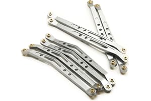 QUE-T 8 Pcs Aluminum Linkage Rod Arm Set/Upper and Lower Suspension Links Set of 8 for 1/10 Axial Wraith 90018 RC Truck (Titanium, Type B)