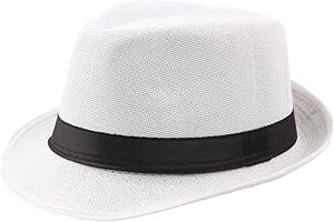 URTERYSER Fedora Hat, Short Brim Fedora Solid Color Beach Summer Sun Hat Ganster Accessory