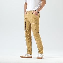 Plaid&Plain Men's and Women's Khaki Cargo Pants