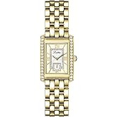 LOREO Women’s Luxury Rectangular Watch Elegant Two-Tone Gold and Silver Diamond Quartz Stainless Steel Leather Band Pink Green Black Waterproof Bracelet Watch