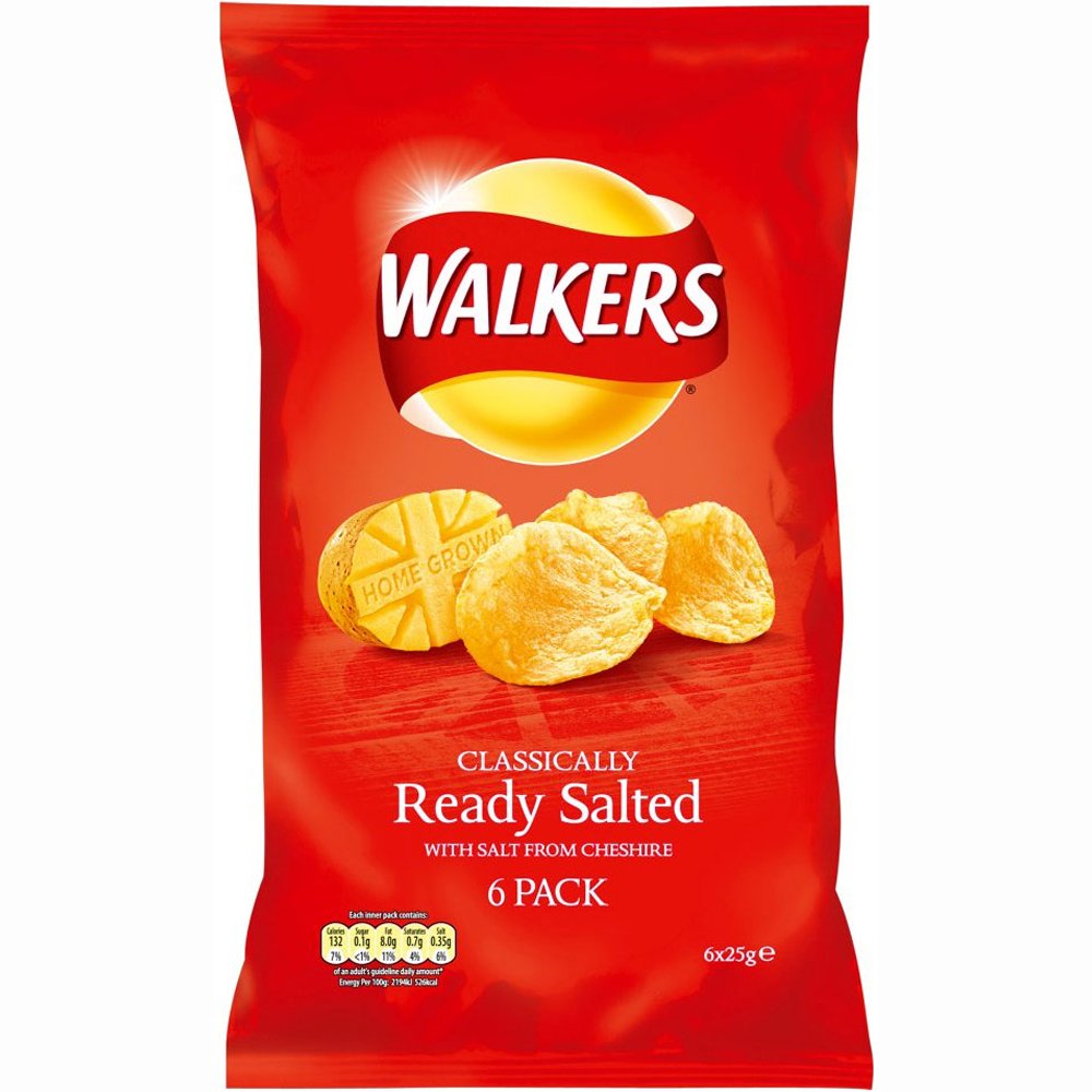 Walkers Ready Salted Crisps 6 Pack 150g Amazon.co.uk Grocery