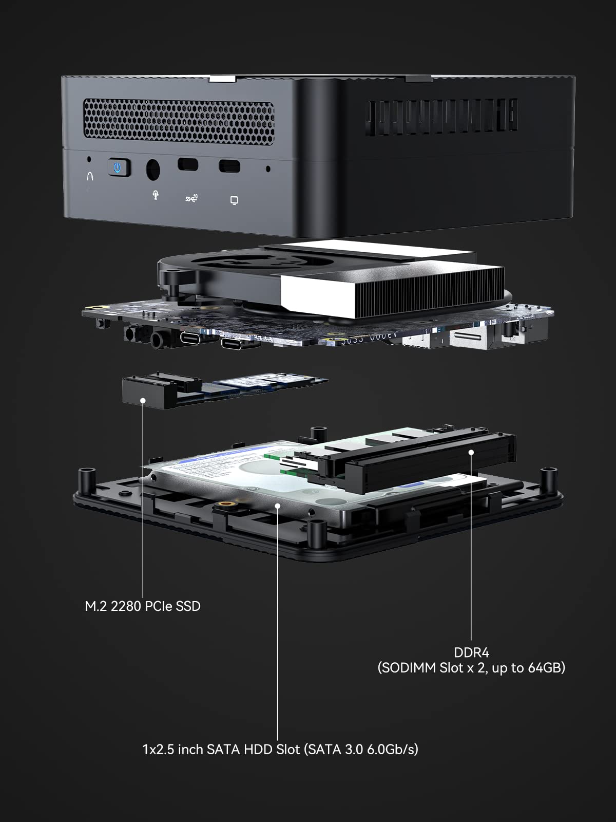 MINISFORUM Mini Server UM560 XT AMD Ryzen 5 5600H Mini PC 16GB RAM 512GB PCIe SSD Mini Computer, 2.5G Intel NIC, 2 X HDMI & USB-C, 6 X USB Port,Small Form Factor