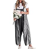 chouyatou Women Loose Adjustable Strap Denim Bib Overall Jeans Distressed Wide Leg Baggy Overalls Jumpsuit