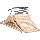 JS HANGER Wooden Coat Hangers, 16 Pack High Grade Wood Suit Hangers with Non Slip Pant Bar - Extra Smooth and Splinter Free, 