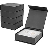 Mirgrime Jewelry Gift Boxes, 5 Pack 3.5x3.5x1 inch Small Jewelry Boxes, Cardboard Jewelry Box for Necklaces Bracelet Earring Ring(Black)