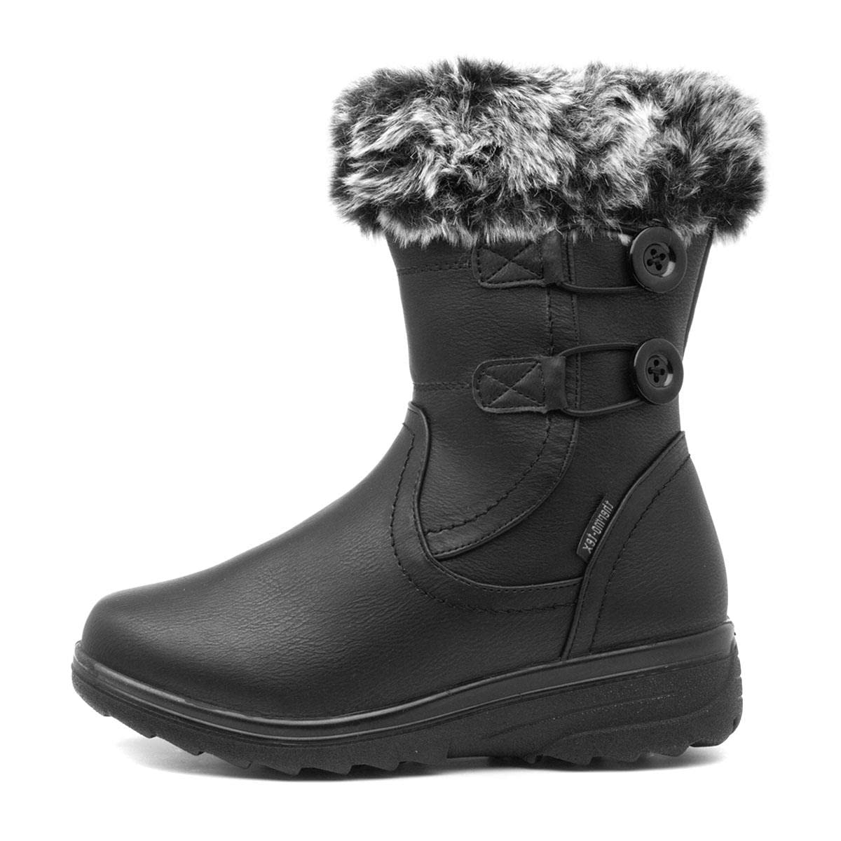 Cushion Walk Jill Womens Faux-Fur Boot - Size 6 UK - Black