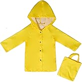 Yiluweinir Age 3-10T Girls Yellow Rain Jacket Kids Hooded Button Down Jacket Raincoat Baby Boys Outdoor Rainwear