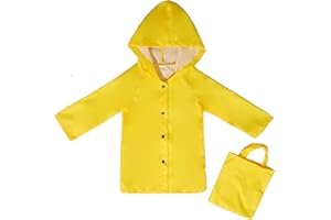 Yiluweinir Age 3-10T Girls Yellow Rain Jacket Kids Hooded Button Down Jacket Raincoat Baby Boys Outdoor Rainwear