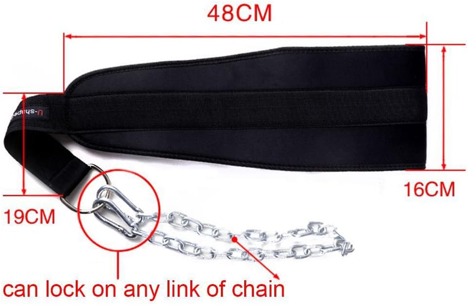 Grofitness HemeraPhit Dip Belt with Chain Weightlifting Waist Support Body Building Gym Workout Exercise Pull Up Chain Dipping Belt (Style#1) - Image 5
