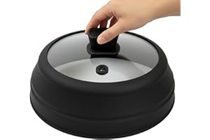 Microwave Splatter Cover Glass Microwave Cover for Food Collapsible Splatter Guard Lid with Silicone Handle for Pot Plate Bow