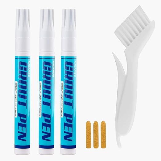Nadamoo Grout Pen White Grout Coating Whitener Grout Cleaner Brush Restore Renew Bathroom Kitchen Grout Tile Wall Floor Line Scratch Repair Furniture