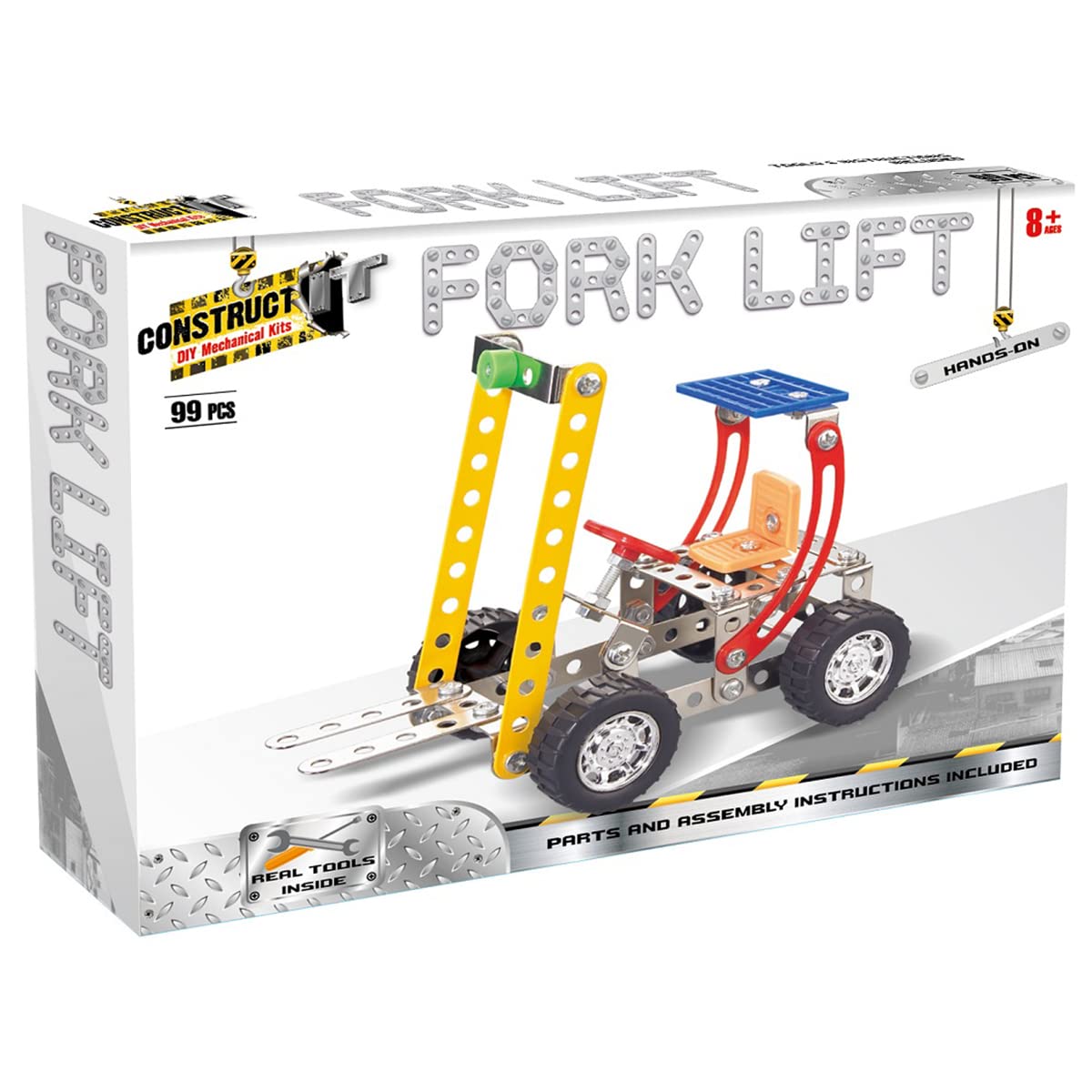 Construct It Fork Lift - 99 Piece Forklift Construction Kit - STEM Toys For 8+ Year Olds - Build Your Own Metal Fork Lift - STEM for Kids Ages 8-12 — image 1