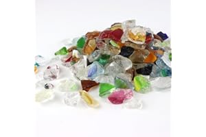 RUIRUI Fire Glass for Fire Pit, 10 Pounds Reflective Fireplace Glass 1/2 Inch Glass Rock for Outdoorliving and Indoors Firepit Glass Decoration (Multi-Colored)