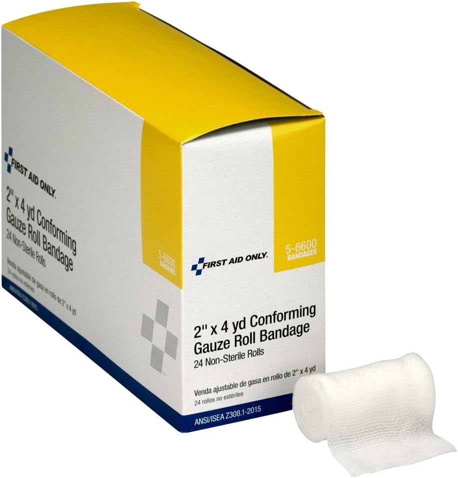 First Aid Only 5-6600 Stretch Gauze Bandage, 4-Yard Stretched Length x 2-Inch Width (Box of 24): Industrial & Scientific