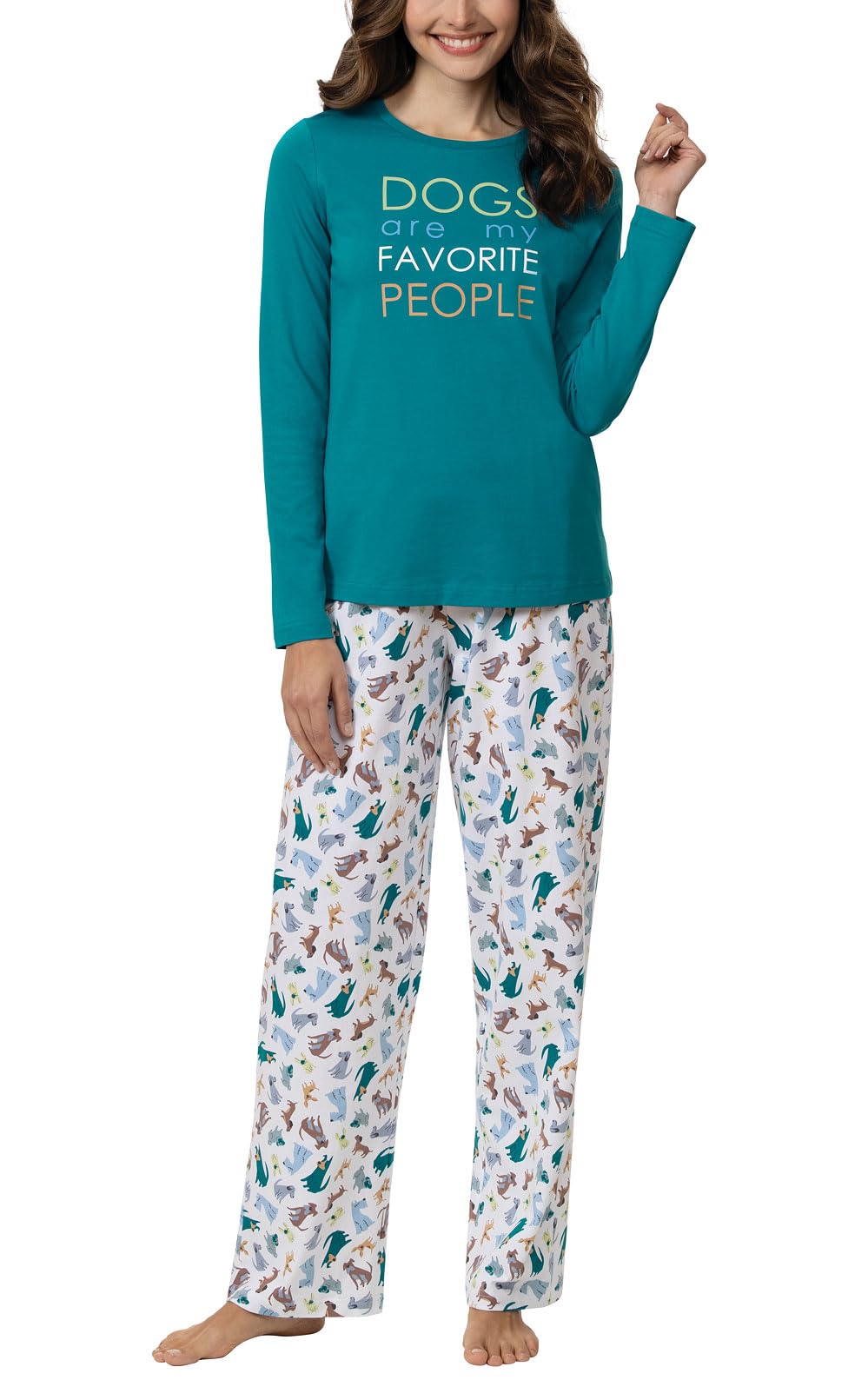 PajamaGram Petite Pajamas For Women - Womens Petite Pajamas Set, Blue Dogs, XSP Image