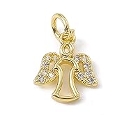 KitBeads 10pcs Cubic Zirconia Angel Wing Charms Real 18K Gold Plated Fairy Charms for Jewelry Making Bulk