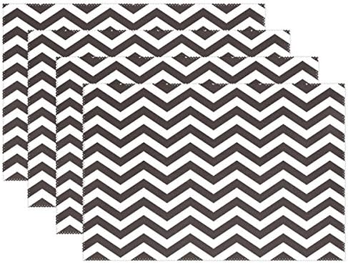 Use7 Chevron Zigzag Placemat Table Mat 12" x 18" Polyester Table Place Mat for Kitchen Dining Room Set of 6 for Kids