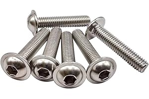 M6-1.0 x 35mm Flanged Button Head Socket Cap Screws Bolts 25 PCS, 304 Stainless Steel 18-8, Allen Socket Drive, Bright Finish