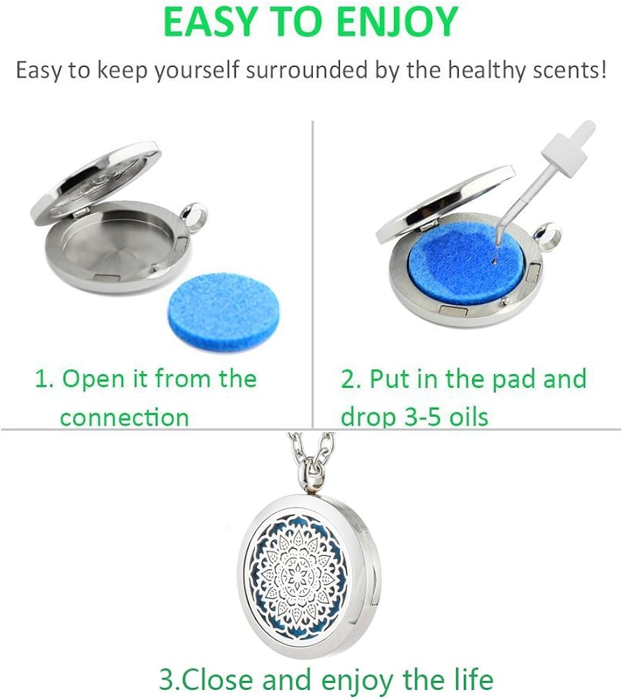 GelConnie Flower Perfume Essential Oil Diffuser Necklace Aromatherapy 316L Hypoallergenic Stainless Steel Pendant CSFL394-1: Jewelry
