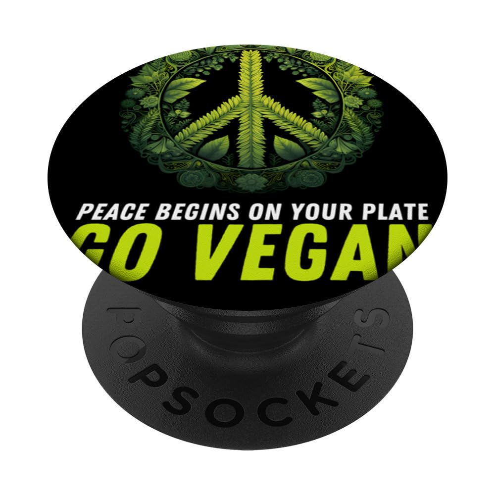 Go Vegan Vegetarian Hippie Peace Begins On Your Plate PopSockets Swappable PopGrip