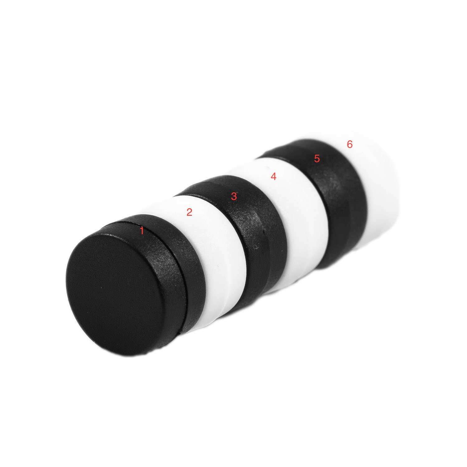 Magnetastico® | 6x strong neodymium magnets with protective coating | Black & white colour | Size 12x6 mm | Strong office magnets | Perfect mini magnets for fridge, whiteboard & glass magnetic board