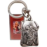 Westmon Works St Christopher Keychain Catholic Saint of Travel Embossed Metal Key Ring with Holy Card Set