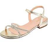 SheSole Women's Wide Width Rhinestone Low Block Heel Sandals | Roomy Fit for Wide Feet, Latex Cushioning, Sparkling Rhinestones, Ankle Strap, Low Heel for Wedding, Bridal Party &amp; Events