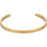 STWTR 18k Gold-Plated 4mm Wide Stainless Steel C-Shaped Opening Women'S Bracelet