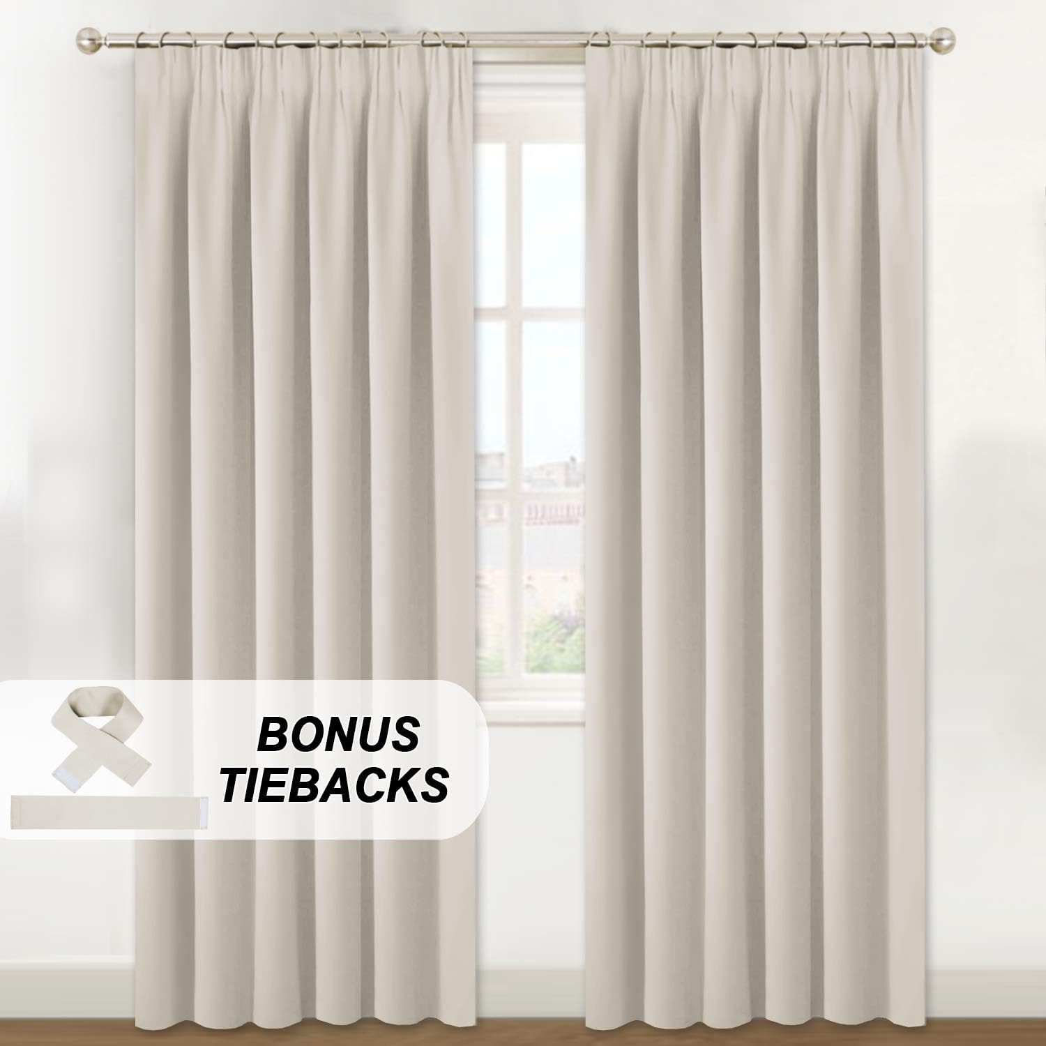 Pencil Pleat Curtains (90 inch x 90 inch, Fresh Green, Double Panels) Sunlight Blocked Thermal Pencil Pleat Curtains (90 inch x 90 inch, Fresh Green, Double Panels) Sunlight Blocked Thermal