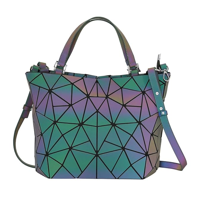 Buy Woman Geometric Luminous Tote Holographic Shoulder Bag Crossbody