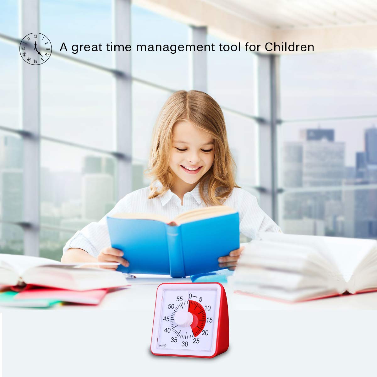 Yunbaoit Visual Analog Timer,Silent Countdown Clock, Time Management Tool for Kids and Adults … (Red)