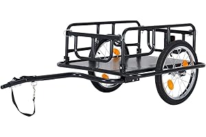 MOONCOOL Bike Cargo Trailer with Universal Hitch, 176 lbs Capacity, Foldable Utility Wagon Cart for Bicycle & Tricycle, Heavy Duty Compact Storage Bike Trailer with 16" Wheels