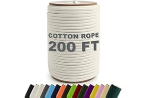 PH PERKHOMY PerkHomy 200 Feet Cotton Rope 3/16" (5mm) Multi Purpose Utility Diamond Braided Cord, Natural Cotton for Clothes Line Camping Crafting Flag Pole, Natural White