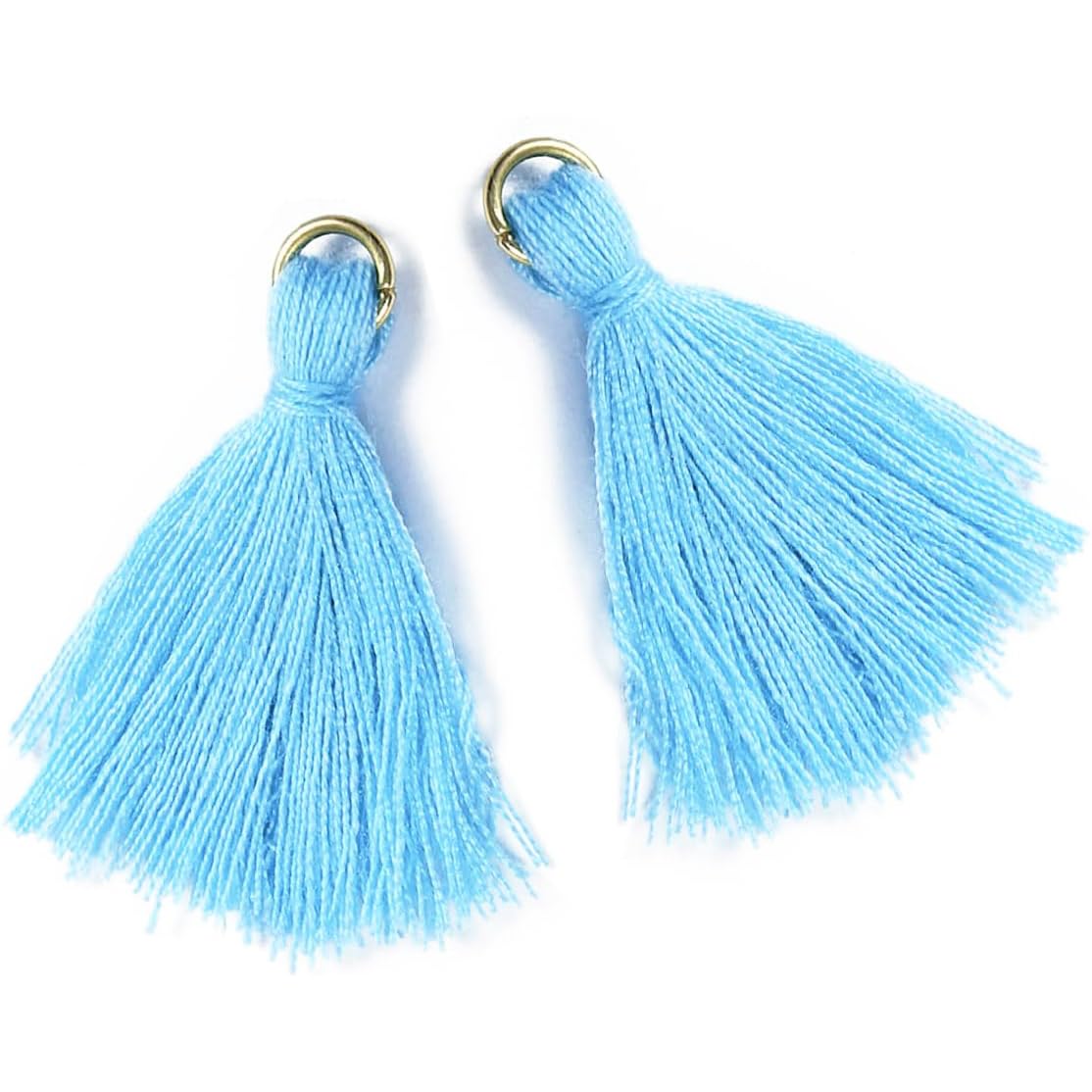 Duories Pack of 50 Mini Tassel Pendants, 3 cm Cotton Fringe Tassel Tassel Bracelet Key Chain Craft Tassel for Earrings Jewellery Making Bags Bookmark DIY Craft Accessories, Azure Blue