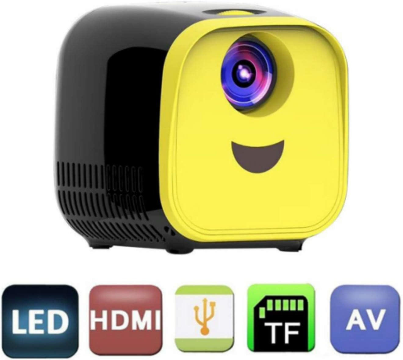 Mini Projector, Full HD 1080P LED Projector, Portable Handheld Projector, Compatible with PC, Laptop, USB, TF Card, Suitable for Home Theater, Movies, Games and Children's Gifts (Black)