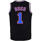 BOROLIN Youth Basketball Jersey #1 Moive Space Jerseys Bugs Shirts for Kids 90s Hiphop Party Clothing