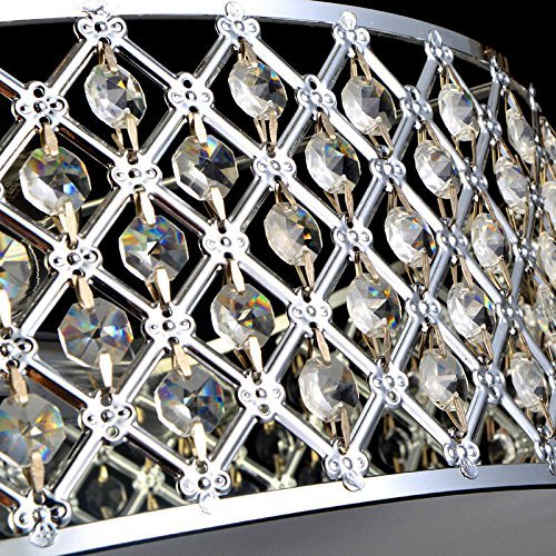 Saint Mossi Chandelier Modern K9 Crystal Raindrop Chandelier Lighting Flush mount LED Ceiling Light Fixture Pendant Lamp for Dining Room Bathroom Bedroom Livingroom 3E12 Bulbs Required H11" W15.4"