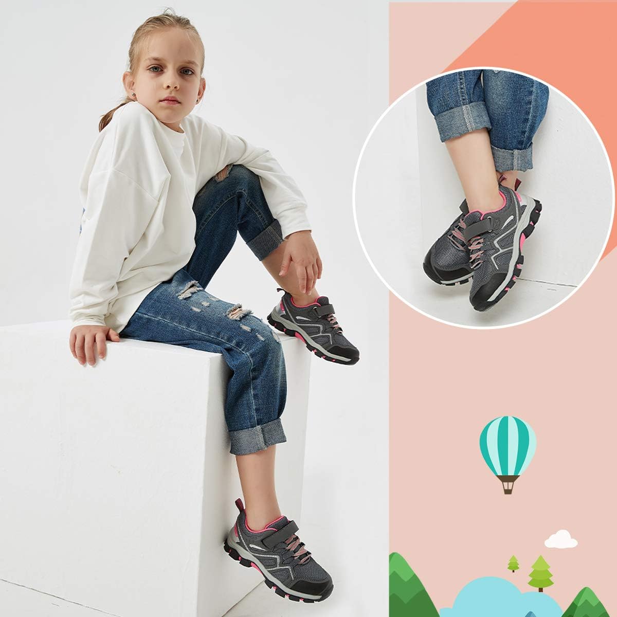  | brooman Kids Outdoor Trail Hiking Shoes Boys Girls Running Shoes Sports Sneakers | Hiking Shoes