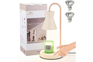 LALISU Candle Warmer Lamp, Dimmable Candle Warmer Lamp for Jar Candles, Electric Candle Warmer Lamp Christmas Gifts Nightstand Lamp for Bedroom (2 Wax Warmer Bulbs) (Light Yellow)