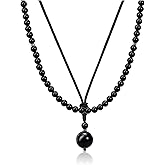 Top Plaza 2Pcs Tiger Eye Crystal Stone Beaded Necklace for Men Natural Gemstone Protection Necklace Mens Handmade Balance Amulet Beads Necklace Jewelry Gifts