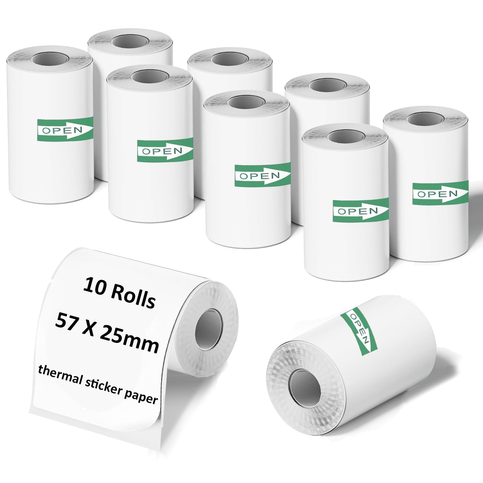 Photo 1 of 10 Rolls Mini Printer Sticker Paper, 57 X 25mm Thermal Pocket Printer Sticker for Most Kids Instant Camera Refill