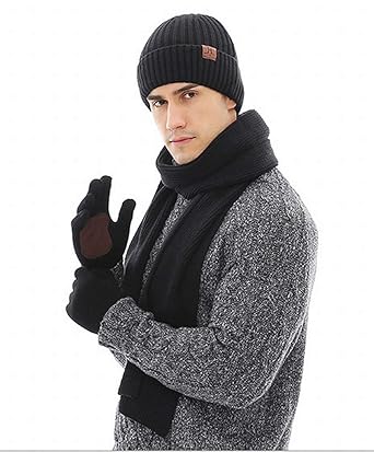 Amazon ニット帽 メンズ 3点セット 冬 マフラー 手袋 グローブ
