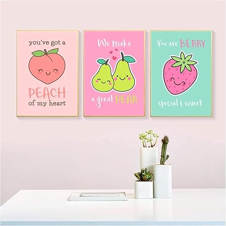 Amazon キャンバス絵画 幼稚園漫画装飾的なカラフルな幼児の啓発英語フルーツポスター壁アート画像子供部屋フレームなし ウォールステッカー オンライン通販