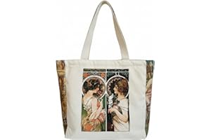 HaoHakka Canvas Tote Bag Aesthetic Vintage Cute Tote with Zipper Pockets Valentines Christmas Music Gifts for Women Girls