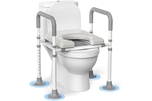 Raised Toilet Seat with Handles: Adjustable Toilet Seat Risers for Seniors - Heavy Duty 400lbs Elevated Toilet Seat Support f
