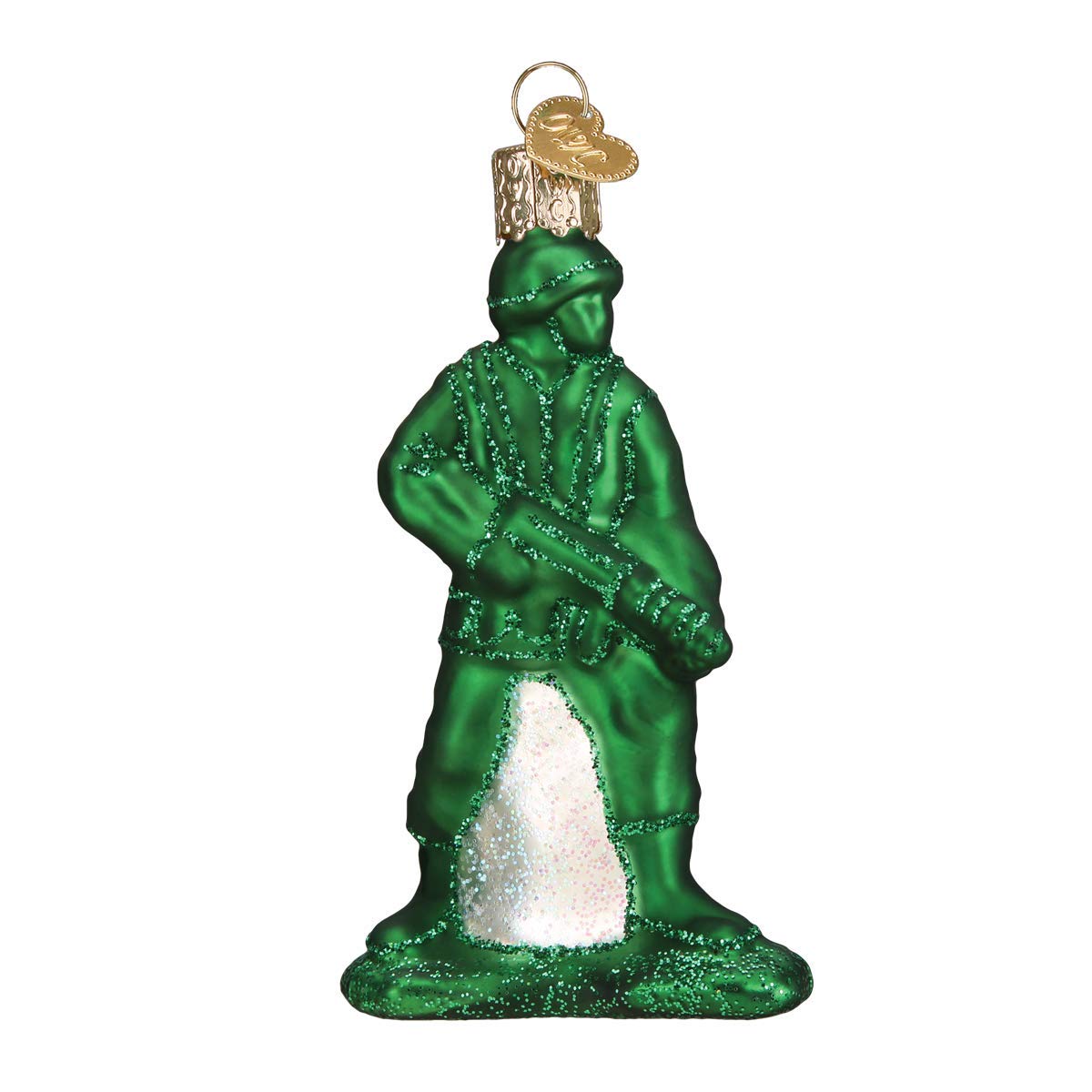 Old World Christmas Glass Blown Ornament for Christmas Tree, Green Army Man