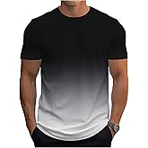 SOLY HUX Men's Gradient T Shirt Short Sleeve Round Neck Tee Summer Tops