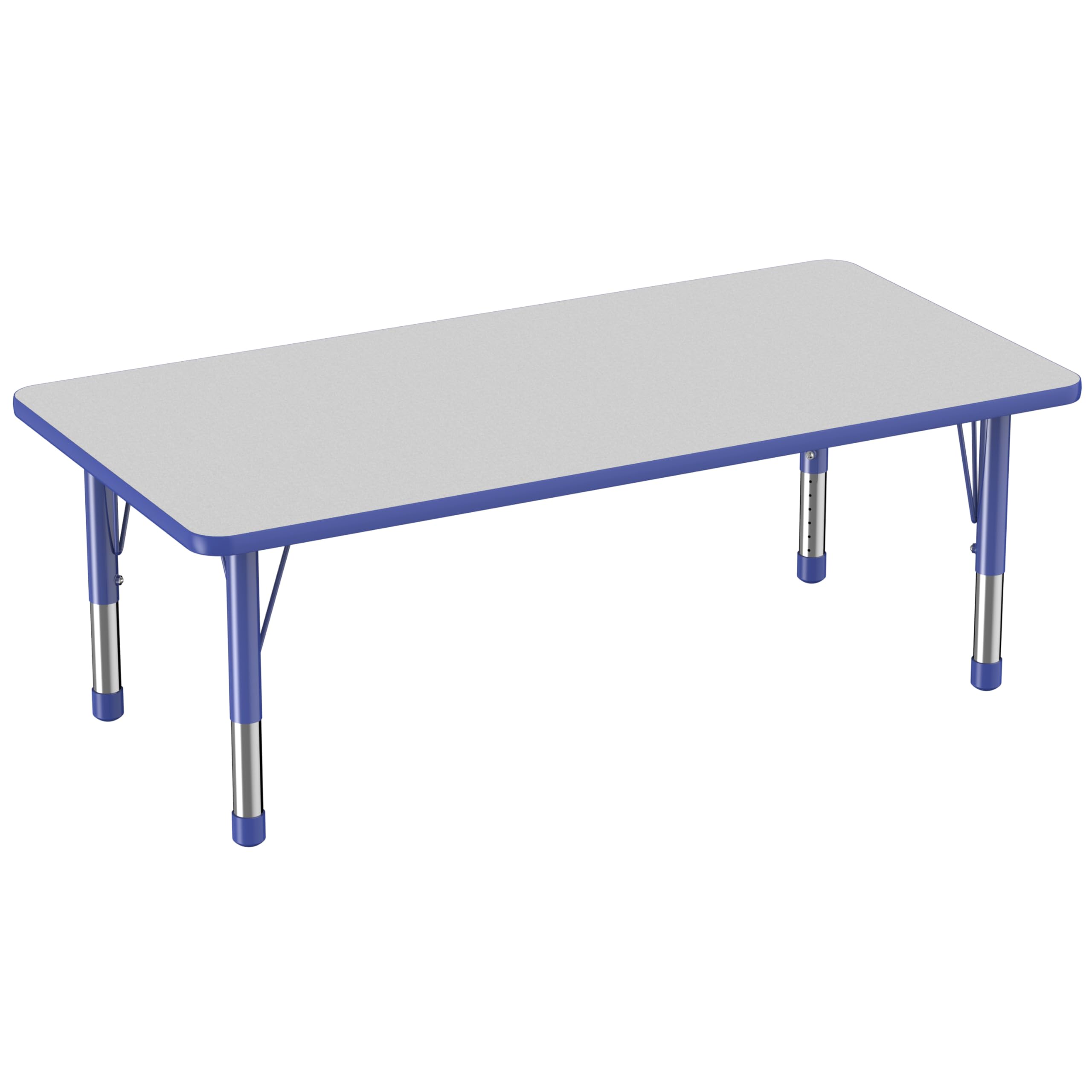 Photo 1 of **LEGS ONLY** FDP Rectangle Activity School and Classroom Kids Table (30 x 60 inch), Toddler Legs, Adjustable Height 15-24 inches - Gray Top and Blue Edge